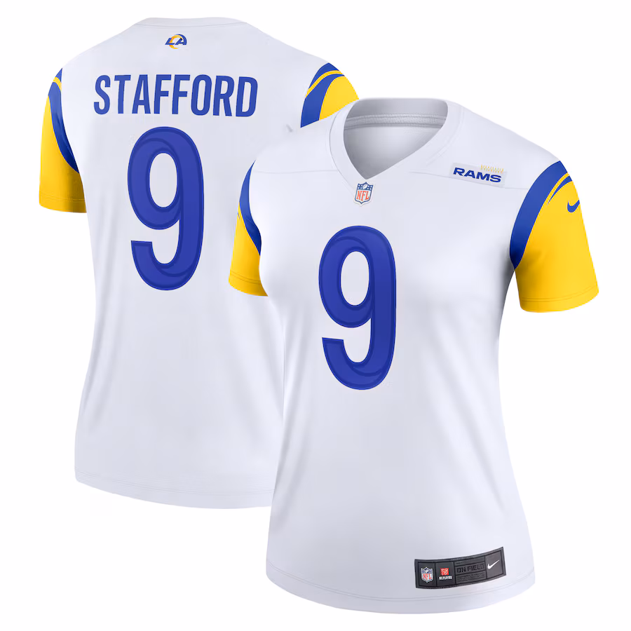 Women's Los Angeles Rams Matthew Stafford Nike White Alternate Legend Player Performance Top