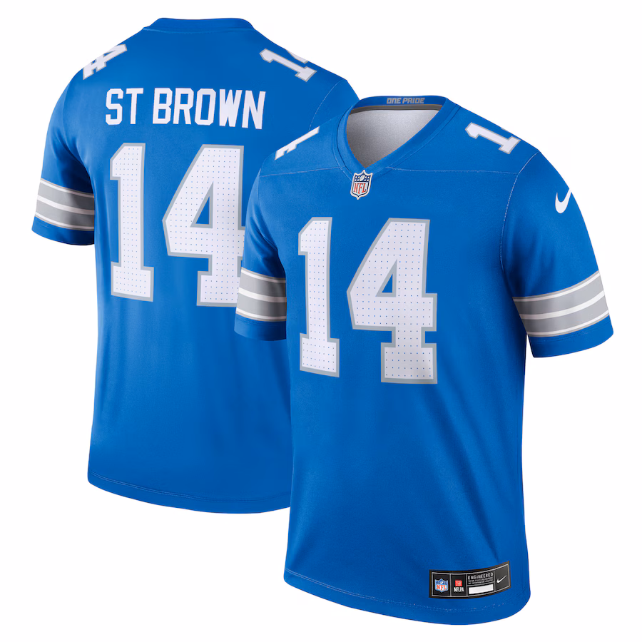 Men's Detroit Lions Amon-Ra St. Brown Nike Blue Team Legend Player Performance Top