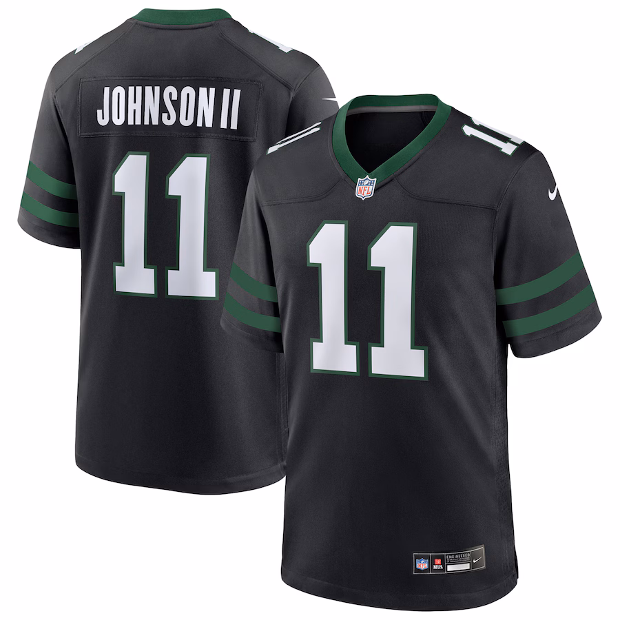 Men's New York Jets Jermaine Johnson II Nike Legacy Black Alternate Game Jersey