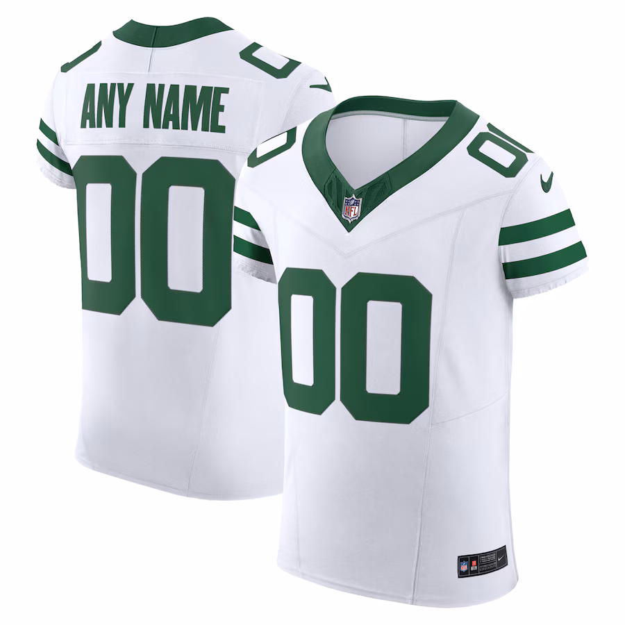 Men's New York Jets Nike White Vapor F.U.S.E. Elite Custom Jersey