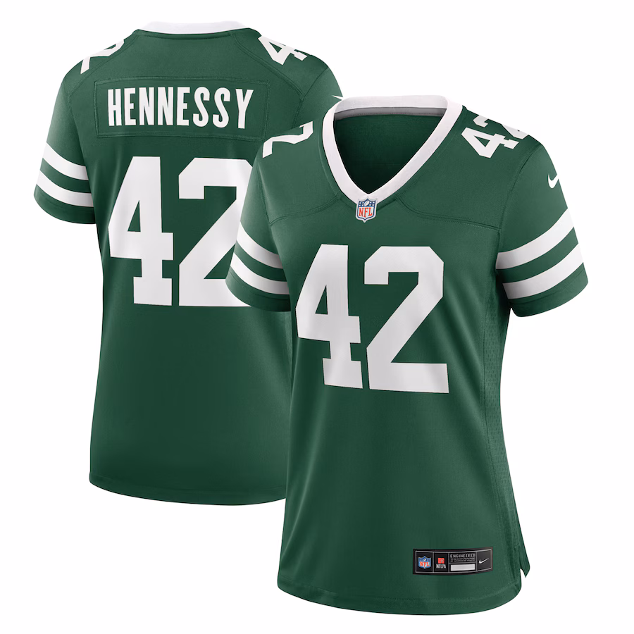Women's New York Jets Thomas Hennessy Nike Legacy Green Team Game Jersey