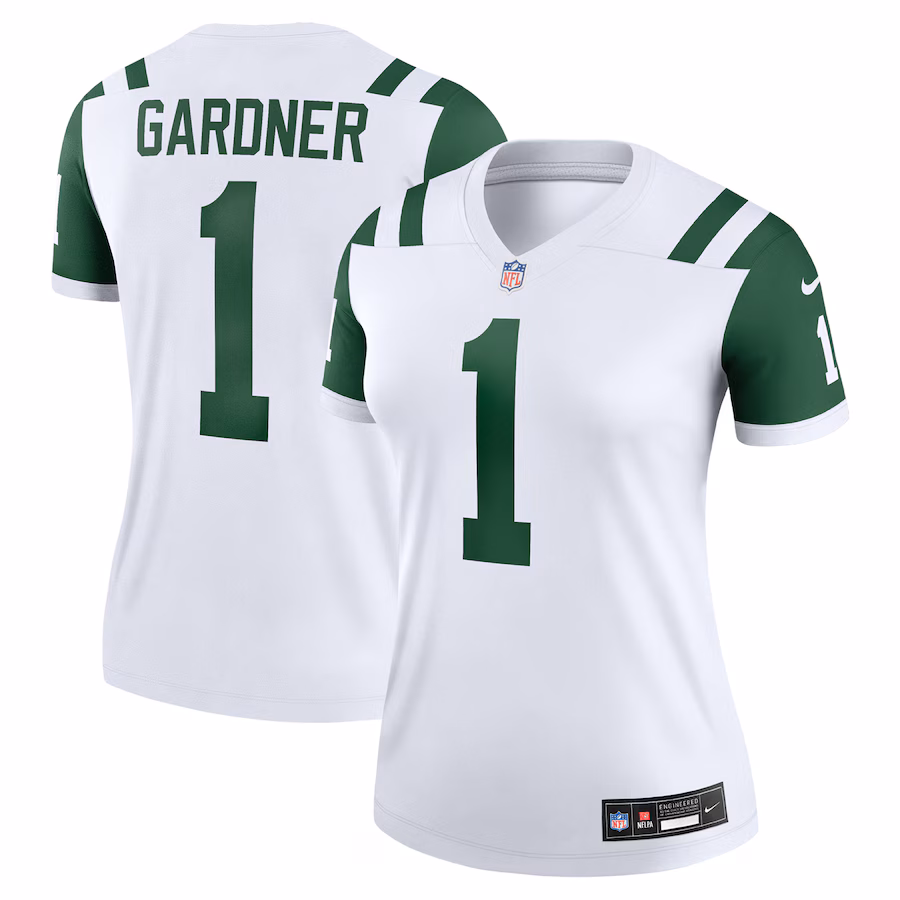 Women's New York Jets Ahmad Sauce Gardner Nike Classic Alternate White Alternate Legend Player Performance Top
