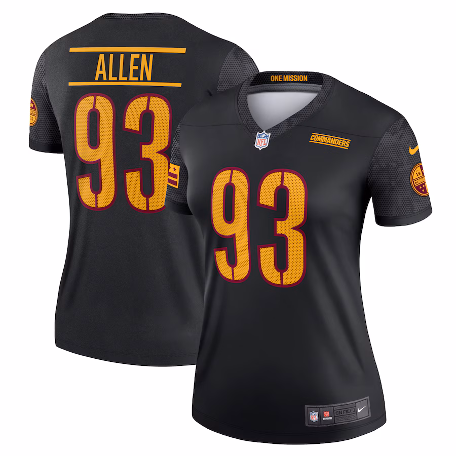 Women's Washington Commanders Jonathan Allen Nike Black Alternate Legend Player Performance Top