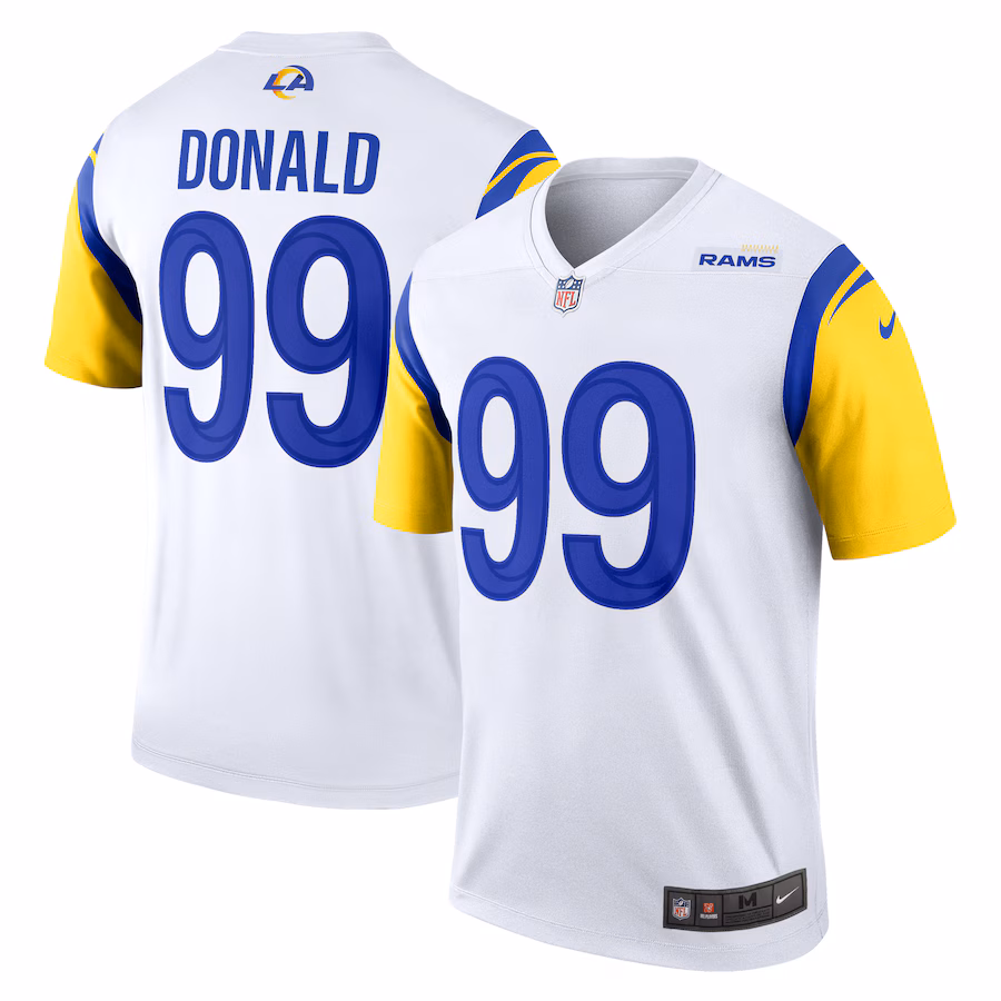 Men's Los Angeles Rams Aaron Donald Nike White Alternate Legend Player Performance Top