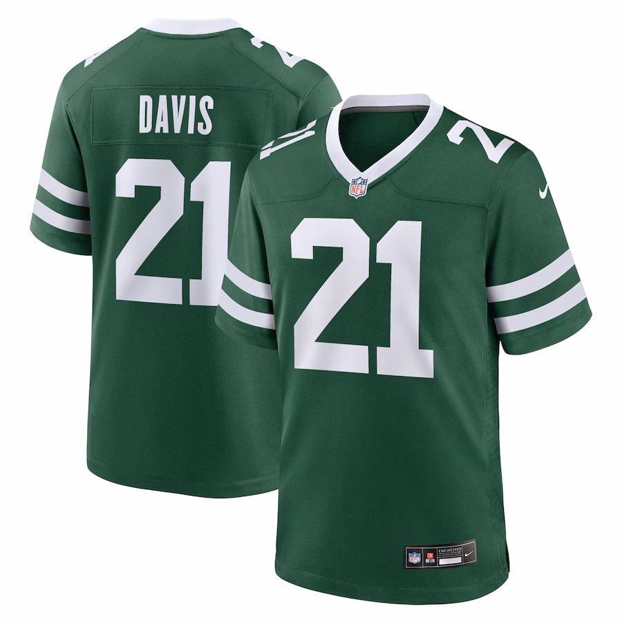 Men's New York Jets Ashtyn Davis Nike Legacy Green Team Game Jersey