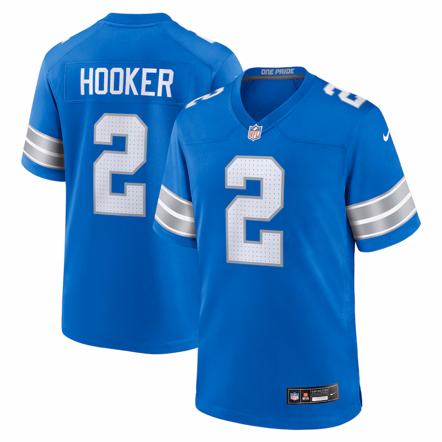 Men's Detroit Lions Hendon Hooker Nike Blue Team Game Jersey