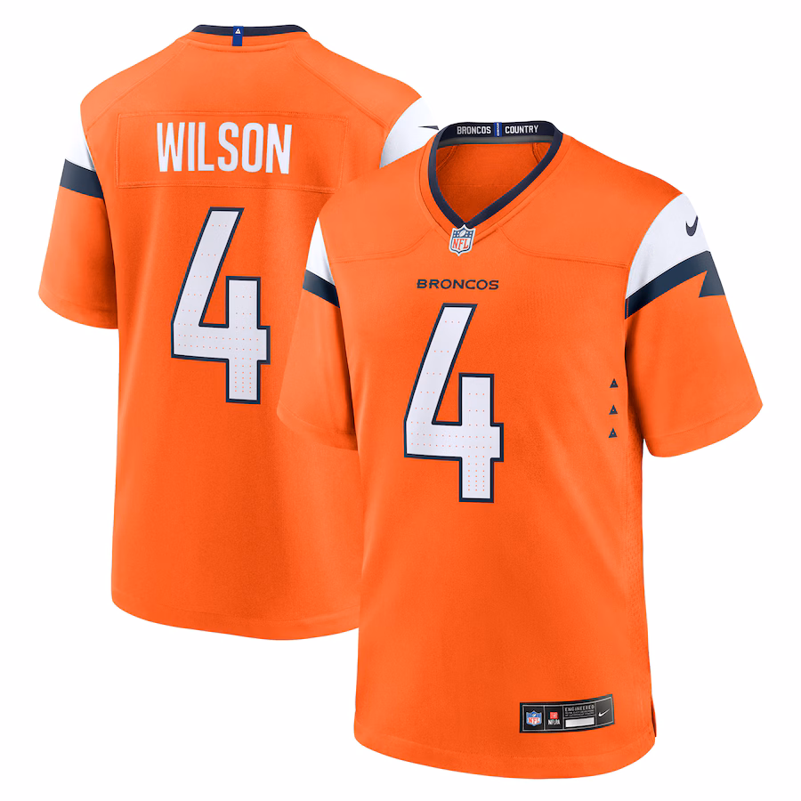 Men's Denver Broncos Zach Wilson Nike Orange Team Game Jersey