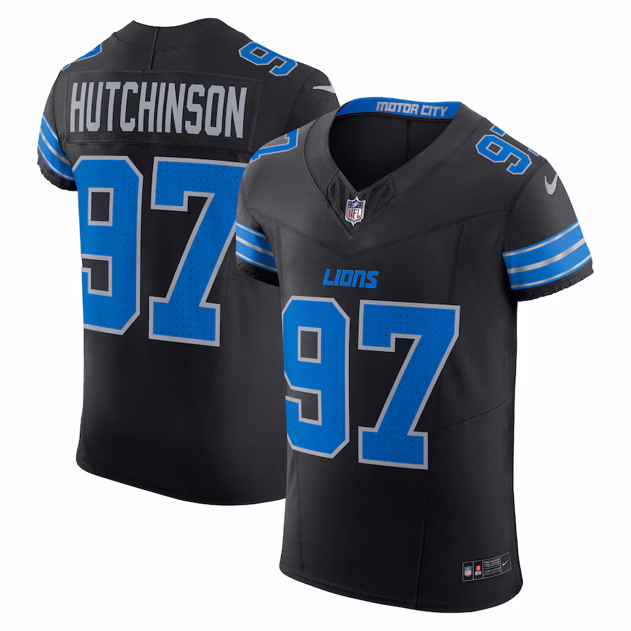 Men's Detroit Lions Aidan Hutchinson Nike Black Alternate Vapor F.U.S.E. Elite Jersey