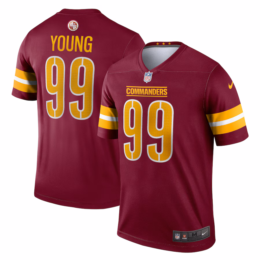 Men's Washington Commanders Chase Young Nike Burgundy Team Legend Player Performance Top