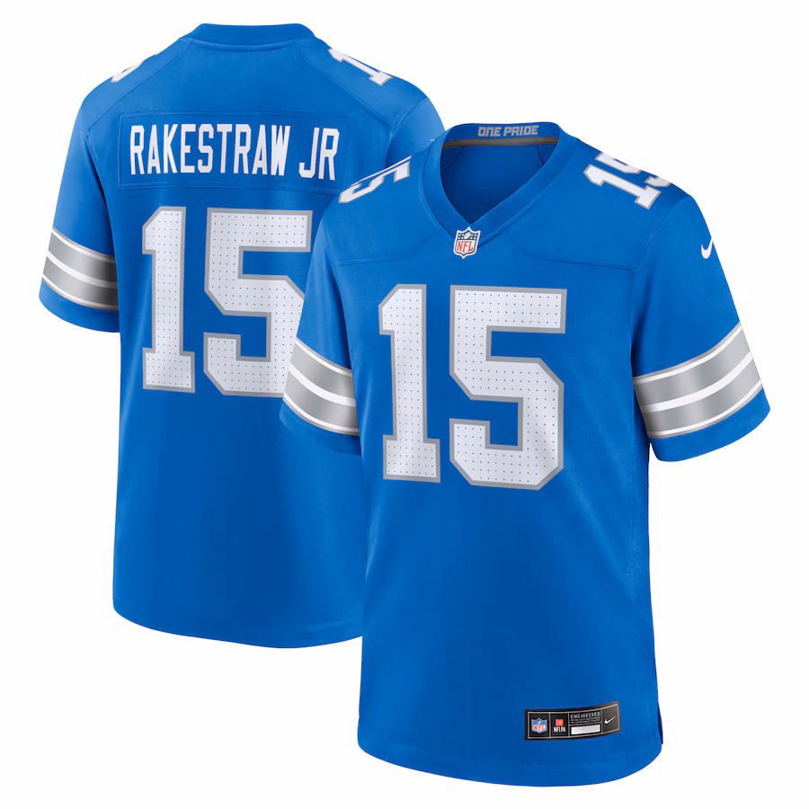 Men's Detroit Lions Ennis Rakestraw Jr. Nike Blue Team Game Jersey