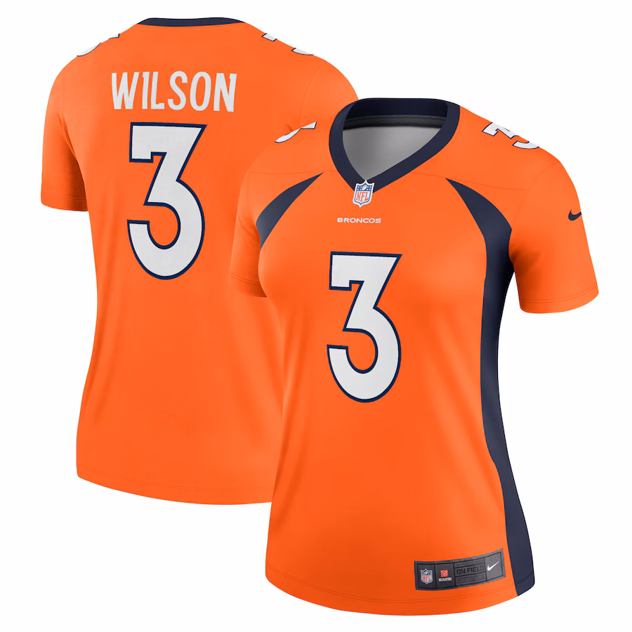 Women's Denver Broncos Russell Wilson Nike Orange Team Legend Player Performance Top