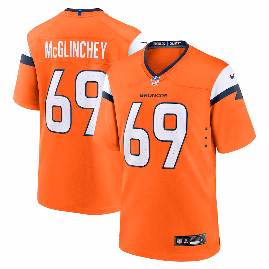 Men's Denver Broncos Mike McGlinchey Nike Orange Team Game Jersey