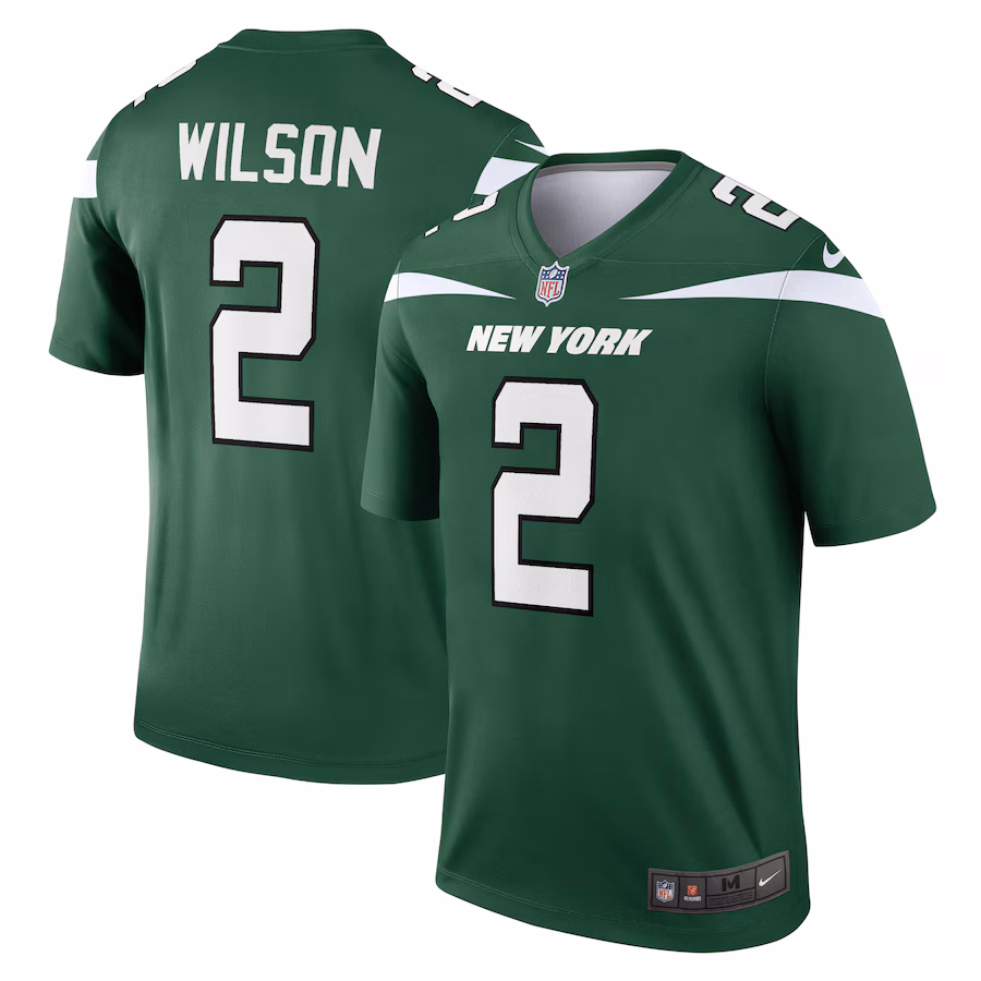 Men's New York Jets Zach Wilson Nike Gotham Green Team Legend Player Performance Top