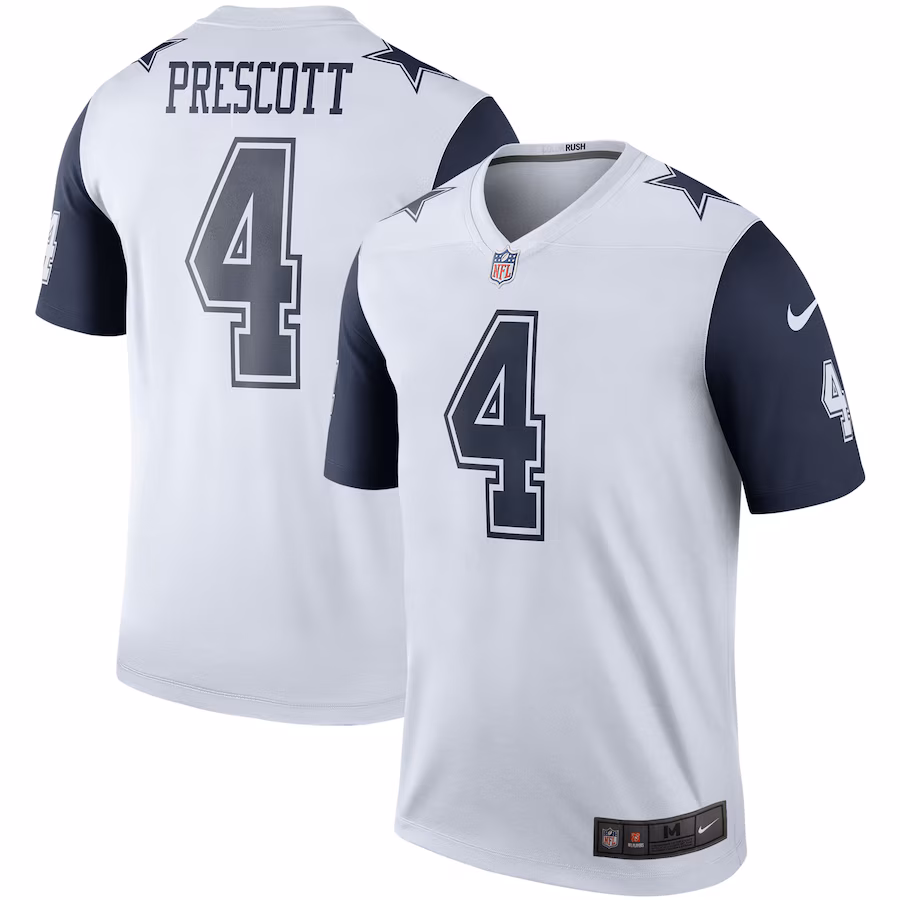 Men's Dallas Cowboys Dak Prescott Nike White Alternate Legend Player Performance Top