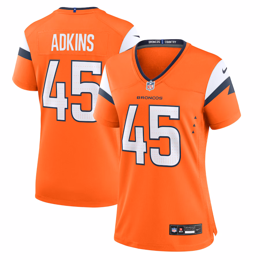 Women's Denver Broncos Nate Adkins Nike Orange Team Game Jersey