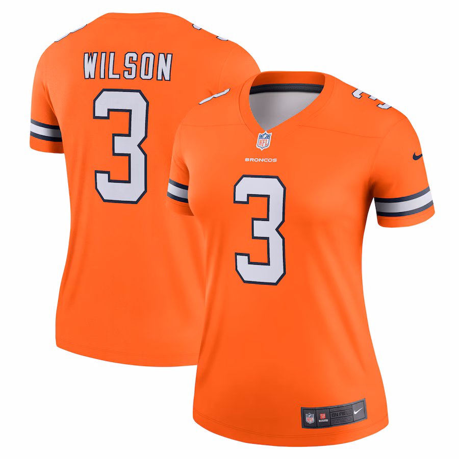 Women's Denver Broncos Russell Wilson Nike Orange Alternate Legend Player Performance Top