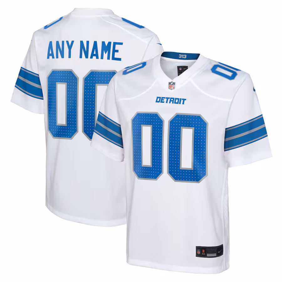 Youth Detroit Lions Nike White Custom Game Jersey