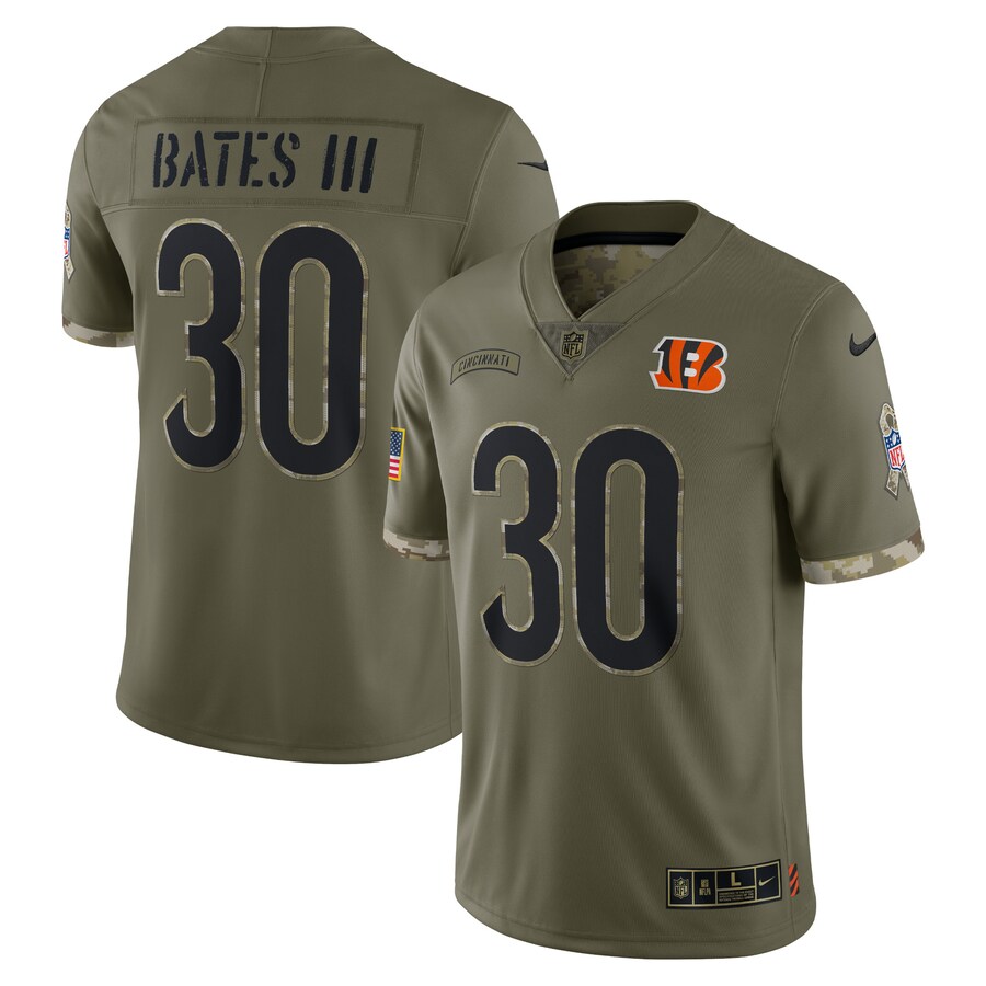 Men's Cincinnati Bengals Jessie Bates III Nike Olive Salute To Service Limited Jersey