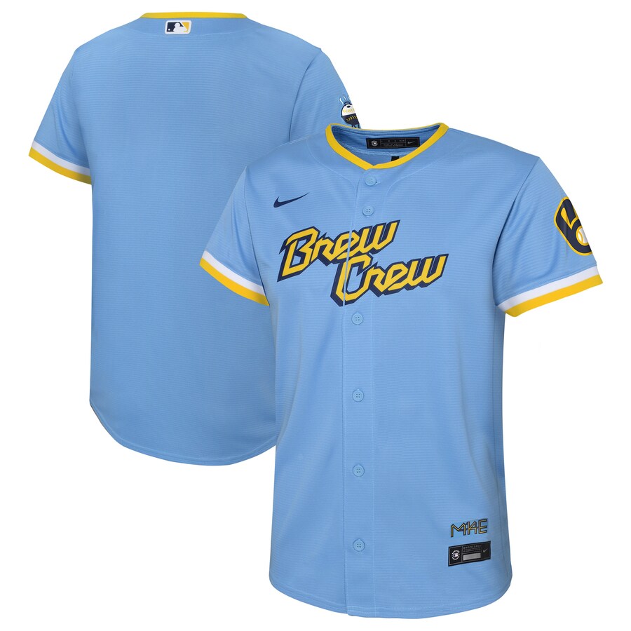 Preschool Milwaukee Brewers Christian Yelich Powder Blue City Connect Replica Player Jersey