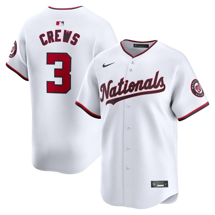 Men's Washington Nationals Dylan Crews Nike White Home Limited Player Jersey