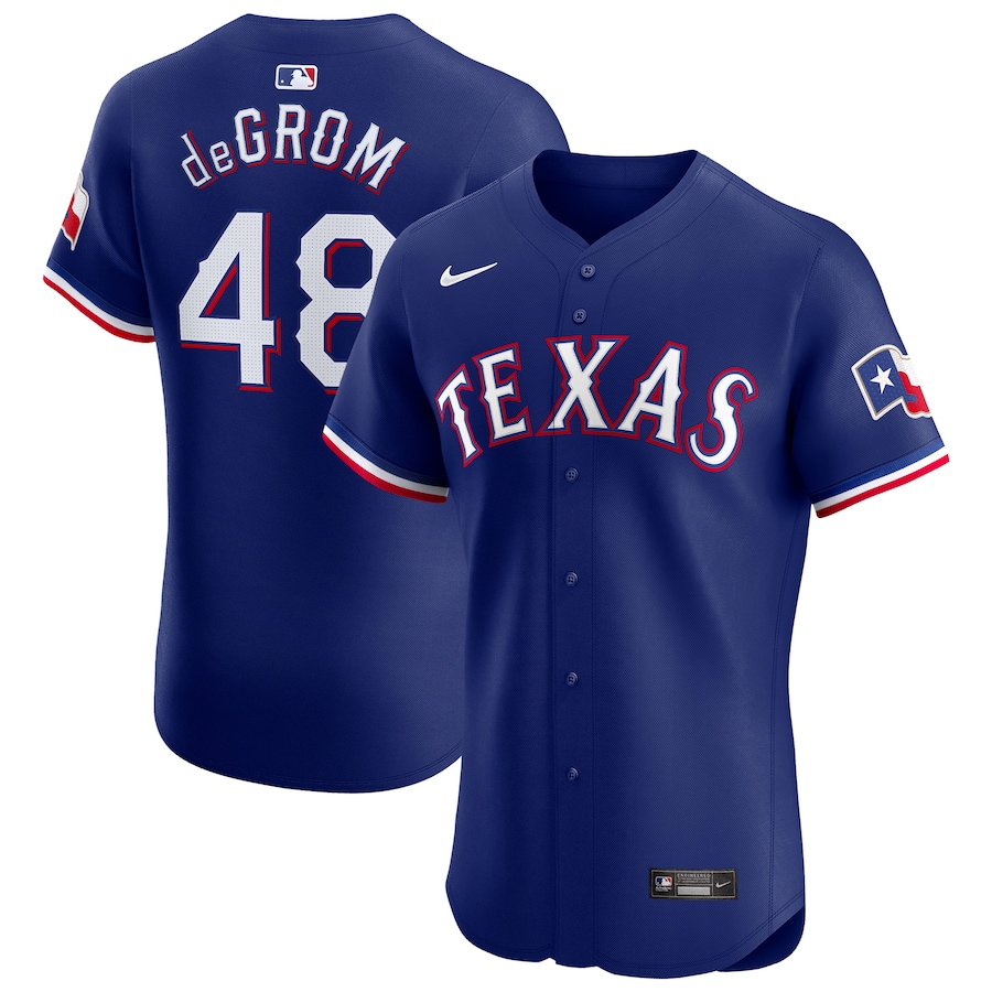 Men's Texas Rangers Jacob deGrom Nike Royal Alternate Elite Player Jersey