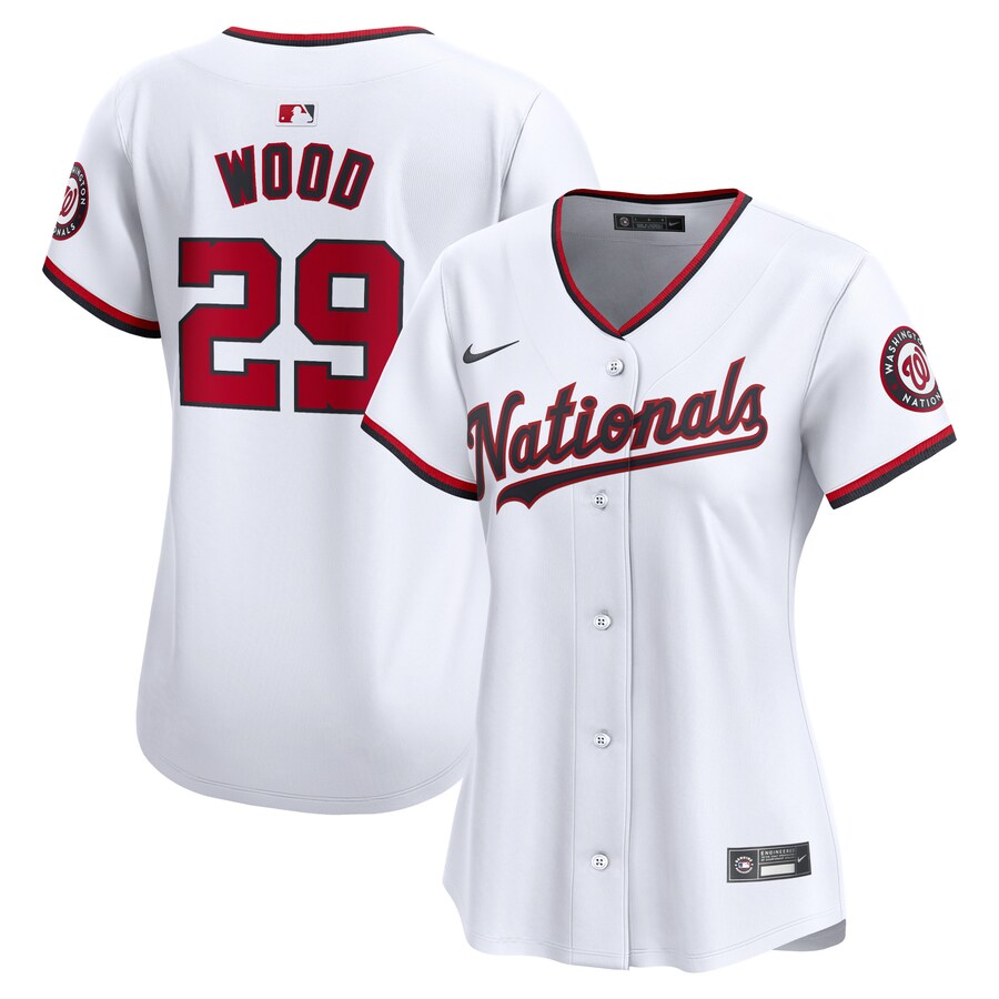 Women's Washington Nationals James Wood Nike White Home Limited Player Jersey