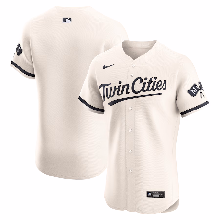 Men's Minnesota Twins Nike Cream Alternate Vapor Premier Elite Patch Jersey