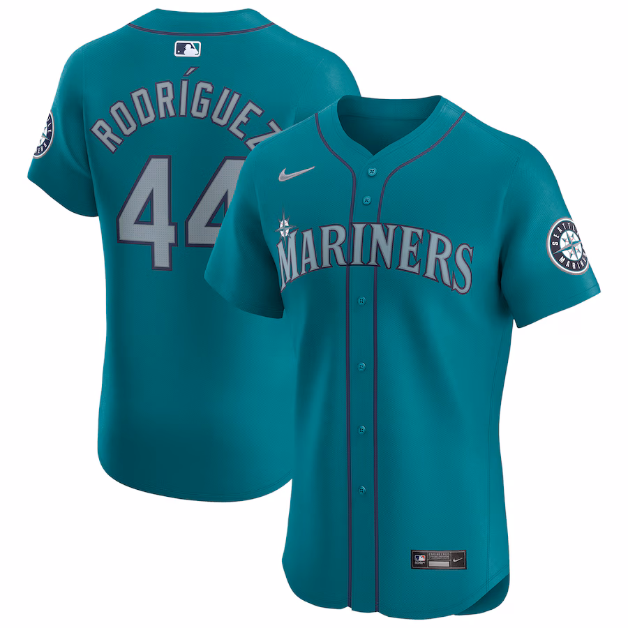 Men's Seattle Mariners Julio Rodríguez Nike Aqua Alternate Elite Player Jersey