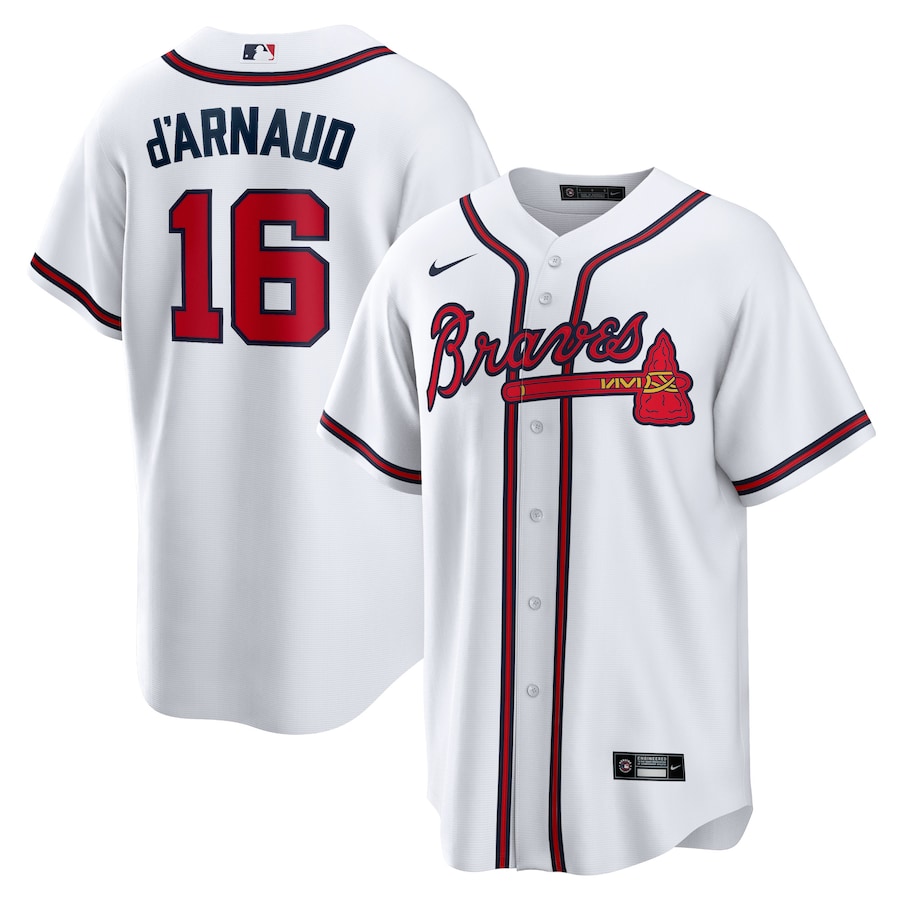 Men's Atlanta Braves Travis d'Arnaud Nike White Home Official Replica Player Jersey