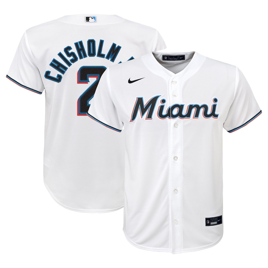 Youth Miami Marlins Jazz Chisholm Jr. Nike White Home Replica Player Jersey