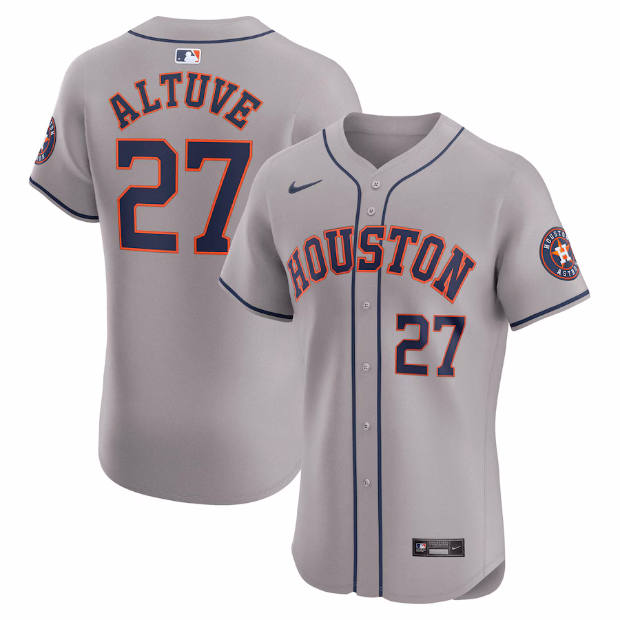 Men's Houston Astros Jose Altuve Nike Gray Road Elite Player Jersey