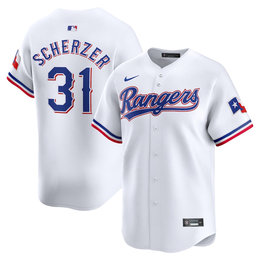 Men's Texas Rangers Max Scherzer Nike White Home Limited Player Jersey