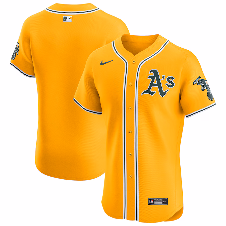 Men's Oakland Athletics Nike Gold Alternate Vapor Premier Elite Patch Jersey