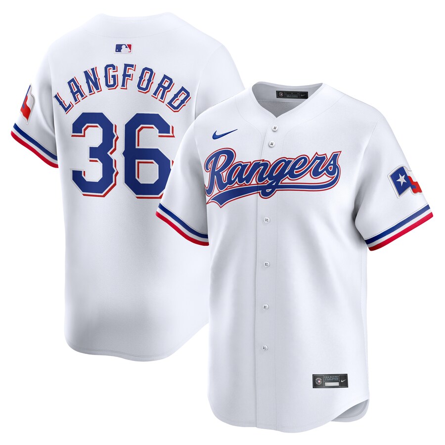 Men's Texas Rangers Wyatt Langford Nike White Home Limited Player Jersey
