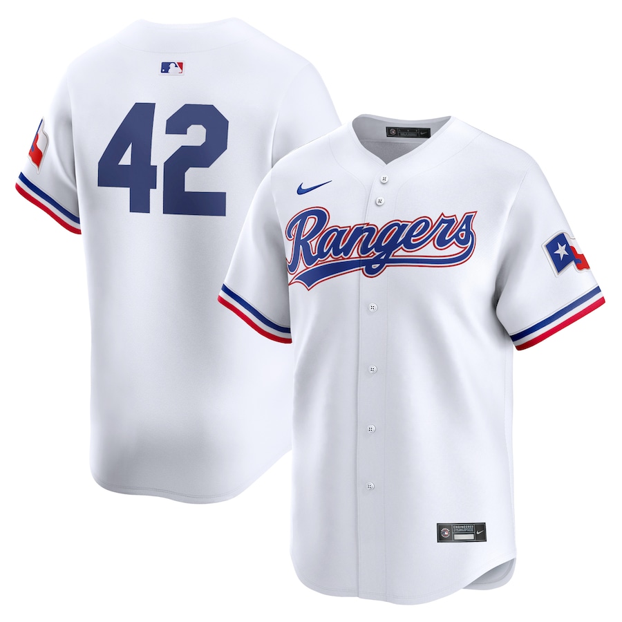 Men's Texas Rangers  Nike White 2024 Jackie Robinson Day Home Limited Jersey