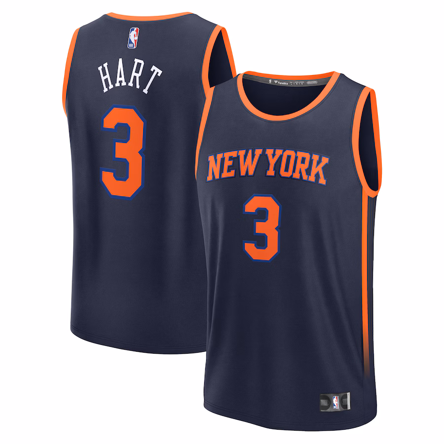 Men's New York Knicks Josh Hart Fanatics Navy Fast Break Replica Player Jersey - Statement Edition