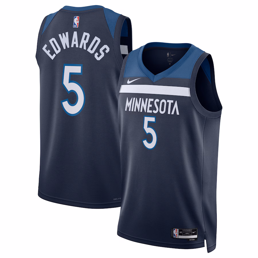 Unisex Minnesota Timberwolves Anthony Edwards Nike Navy Badge Swingman Replica Jersey - Icon Edition