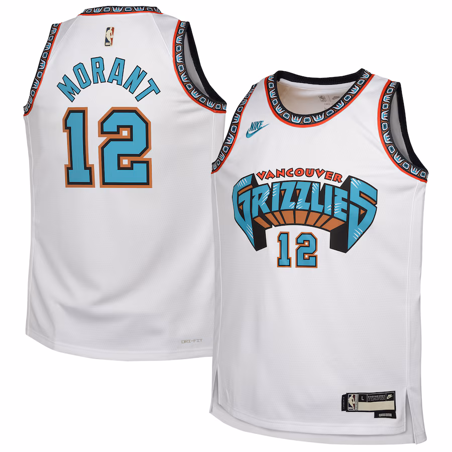 Youth Memphis Grizzlies Ja Morant Nike White 2024/25 Swingman Jersey - Classic Edition