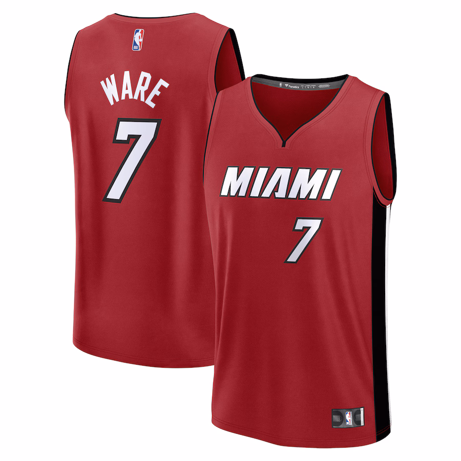 Men's Miami Heat Kel'el Ware Fanatics Red Fast Break Player Jersey - Statement Edition