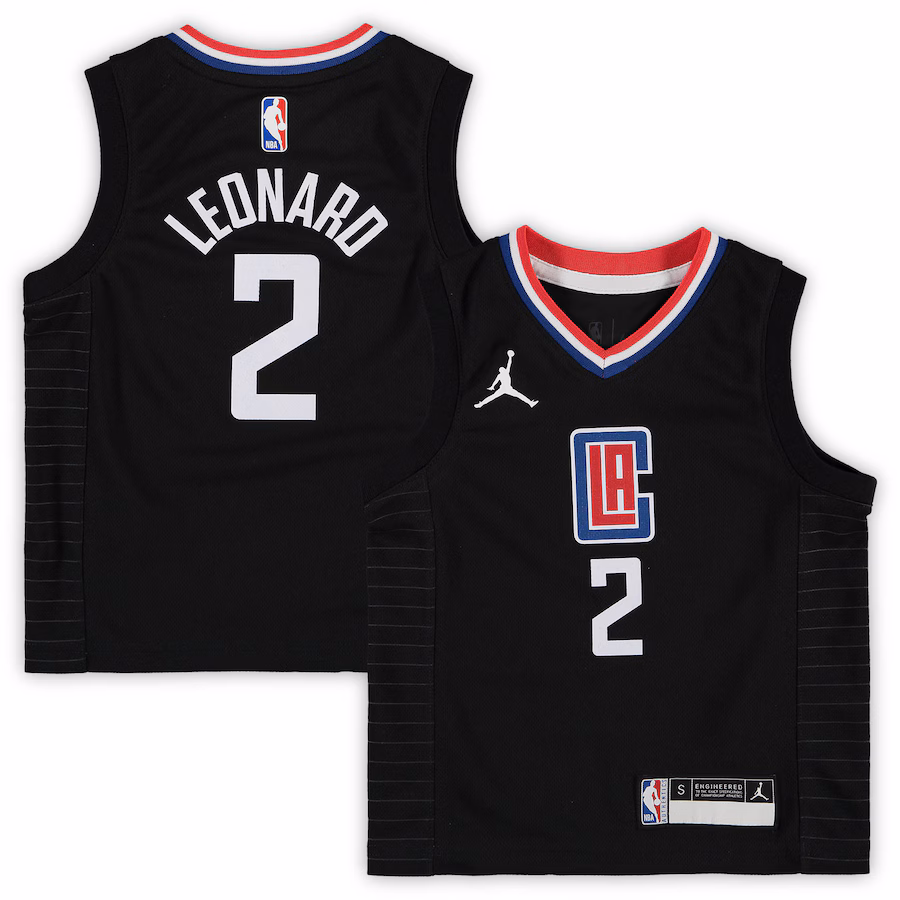 Preschool LA Clippers Kawhi Leonard Jordan Brand Black 2020/21 Fast Break Replica Jersey - Statement Edition