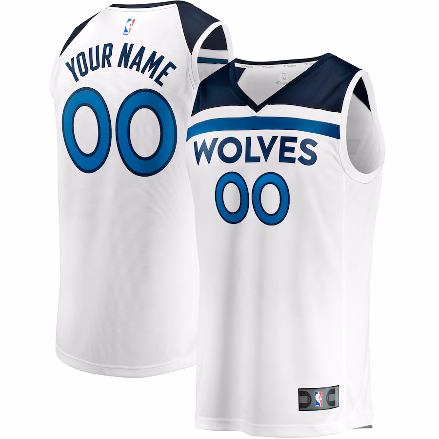 Youth Minnesota Timberwolves Fanatics White Fast Break Replica Custom Jersey - Association Edition