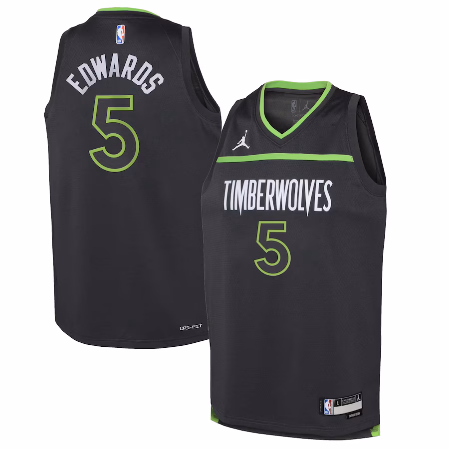 Youth Minnesota Timberwolves Anthony Edwards Jordan Brand Black Swingman Jersey - Statement Edition