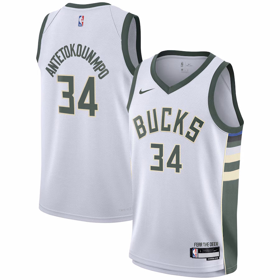 Youth Milwaukee Bucks Giannis Antetokounmpo Nike White Swingman Jersey - Association Edition