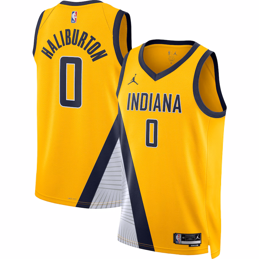 Unisex Indiana Pacers Tyrese Haliburton Jordan Brand Gold Swingman Jersey - Statement Edition