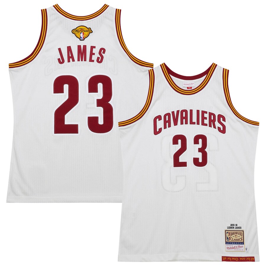 Men's Cleveland Cavaliers LeBron James Mitchell & Ness White 2015/16 Hardwood Classics Authentic Jersey