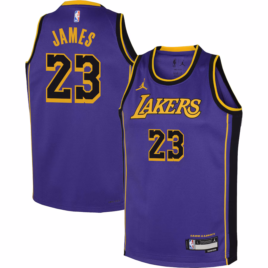 Youth Los Angeles Lakers LeBron James Jordan Brand Purple Swingman Jersey - Statement Edition