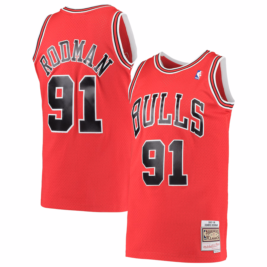 Men's Chicago Bulls Dennis Rodman Mitchell & Ness Red Hardwood Classics Swingman Jersey