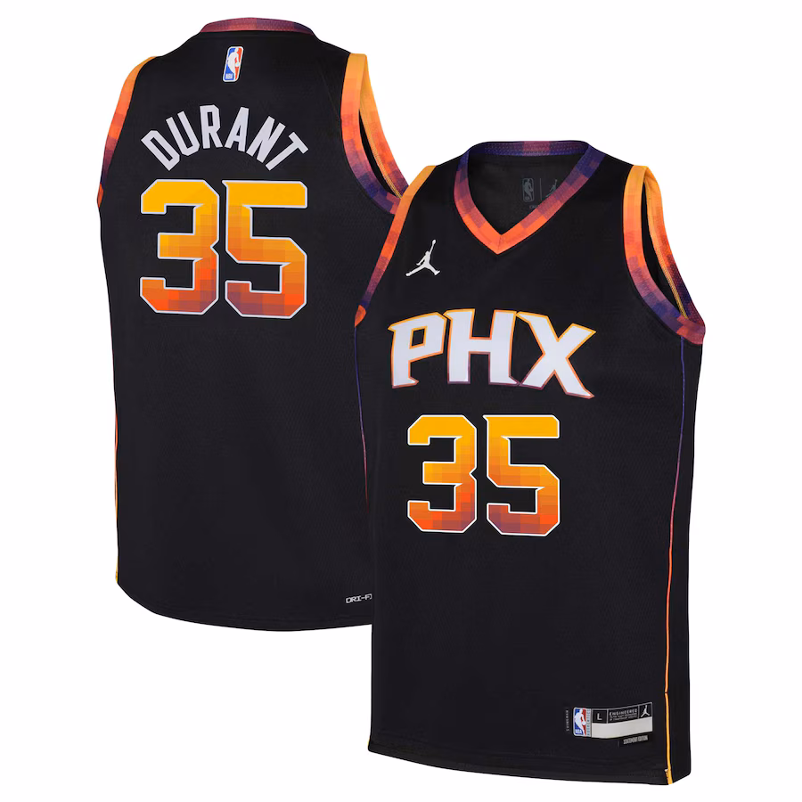 Youth Phoenix Suns Kevin Durant Jordan Brand Black 2022/23 Swingman Jersey - Statement Edition