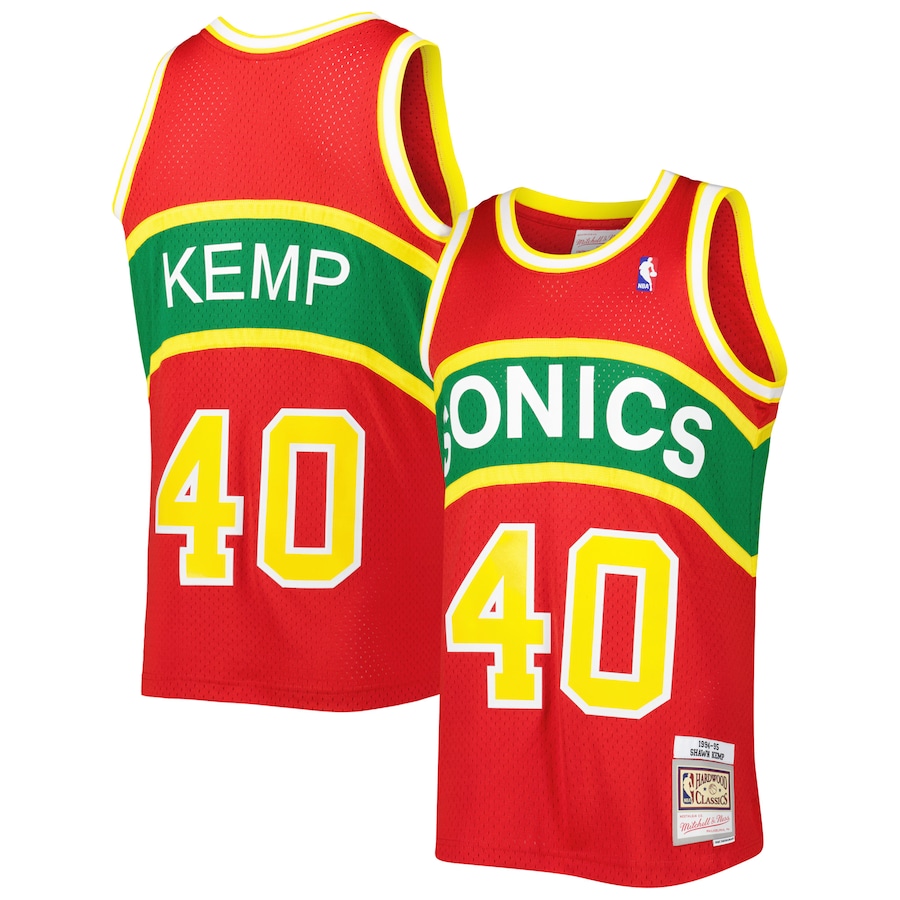 Men's Seattle SuperSonics Shawn Kemp Mitchell & Ness Red 1994-95 Hardwood Classics Reload 3.0 Swingman Jersey