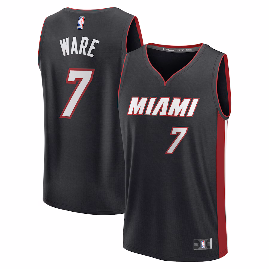 Youth Miami Heat Kel'el Ware Fanatics Black Fast Break Replica Player Jersey - Icon Edition